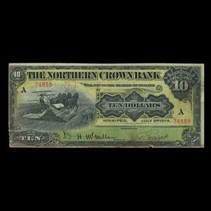 Canada, Northern Crown Bank, 10 dollars : 2 juillet 1914