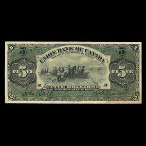 Canada, Union Bank of Canada (The), 5 dollars : 1 juillet 1912