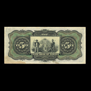 Canada, Union Bank of Canada (The), 5 dollars : 1 juillet 1912