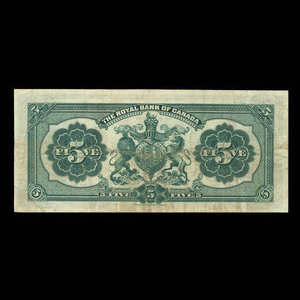 Canada, Banque Royale du Canada, 5 dollars : 2 janvier 1913