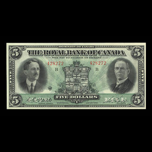 Canada, Banque Royale du Canada, 5 dollars : 3 janvier 1927