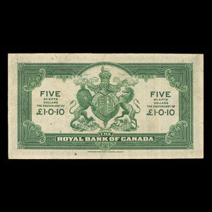 Saint-Kitts, Banque Royale du Canada, 5 dollars : 3 janvier 1938