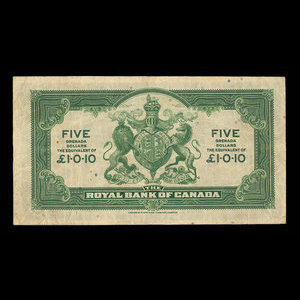 Grenada, Banque Royale du Canada, 5 dollars : 3 janvier 1938