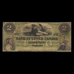 Canada, Bank of Upper Canada (York), 2 dollars : 2 juillet 1859