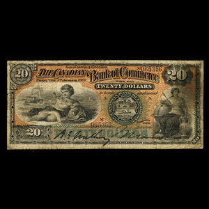 Canada, Canadian Bank of Commerce, 20 dollars : 8 janvier 1907