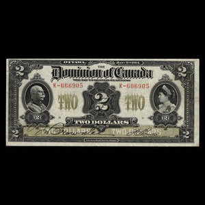 Canada, Dominion du Canada, 2 dollars : 2 janvier 1914