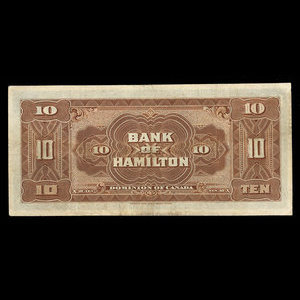 Canada, Bank of Hamilton, 10 dollars : 1 juin 1909