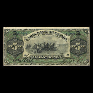 Canada, Union Bank of Canada (The), 5 dollars : 1 juillet 1912