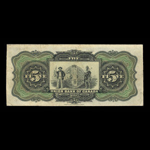 Canada, Union Bank of Canada (The), 5 dollars : 1 juillet 1912