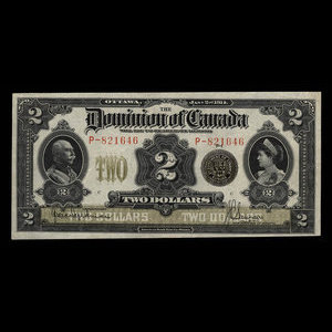 Canada, Dominion du Canada, 2 dollars : 2 janvier 1914