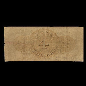 Canada, Merchants' Bank of Halifax, 4 dollars : 1 octobre 1873