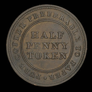 Canada, inconnu, 1/2 penny : 1813