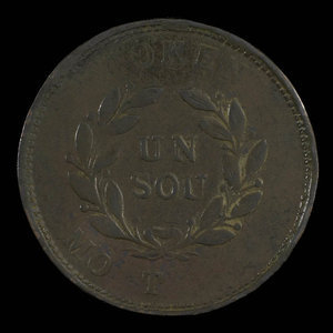 Canada, inconnu, 1 sou : 1838