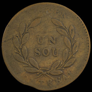 Canada, inconnu, 1 sou : 1838