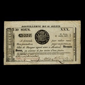 Canada, Wfd. Nelson & Cie., 30 sous : 22 juillet 1837