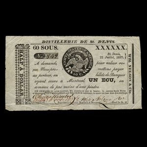 Canada, Wfd. Nelson & Cie., 60 sous : 22 juillet 1837