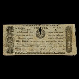 Canada, Wfd. Nelson & Cie., 10 sous : 9 octobre 1837