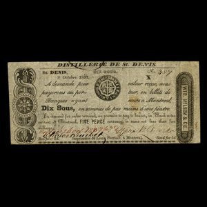 Canada, Wfd. Nelson & Cie., 10 sous : 9 octobre 1837