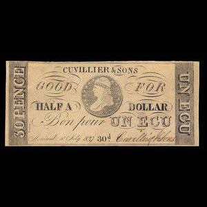 Canada, Cuvillier & Fils, 30 pence : 10 juillet 1837