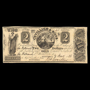 Canada, Cuvillier & Fils, 2 dollars : 2 janvier 1838