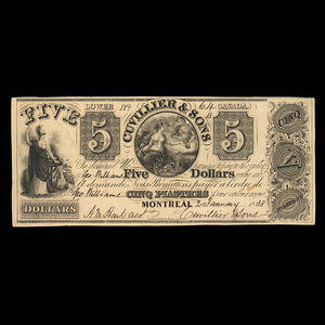 Canada, Cuvillier & Fils, 5 dollars : 2 janvier 1838