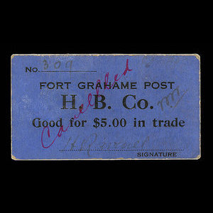 Canada, Compagnie de la Baie d'Hudson, 5 dollars : 1927