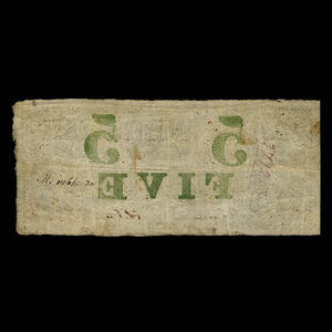 Canada, Bank of British North America, 5 dollars : 5 juillet 1852