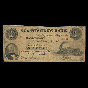 Canada, St. Stephen's Bank, 1 dollar : 1 mai 1863