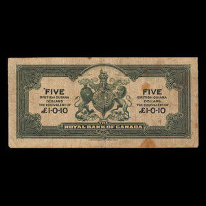 Guyane britannique, Banque Royale du Canada, 5 dollars : 2 janvier 1920