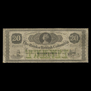 Canada, Bank of British Columbia, 20 dollars : 1 juin 1879