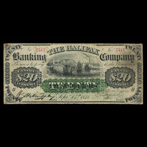 Canada, Halifax Banking Company, 20 dollars : 1 septembre 1871