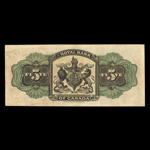 Trinité, Banque Royale du Canada, 5 dollars : 2 janvier 1909