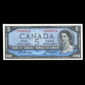 Canada, Banque du Canada, 5 dollars : 1954