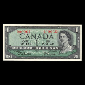 Canada, Banque du Canada, 1 dollar : 1954