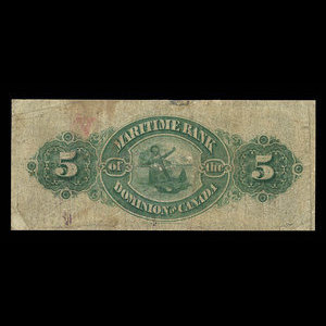 Canada, Maritime Bank of the Dominion of Canada, 5 dollars : 3 octobre 1881