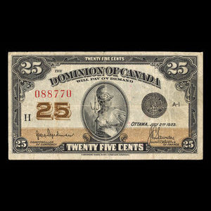 Canada, Dominion du Canada, 25 cents : 2 juillet 1923