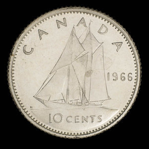 Canada, Élisabeth II, 10 cents : 1966