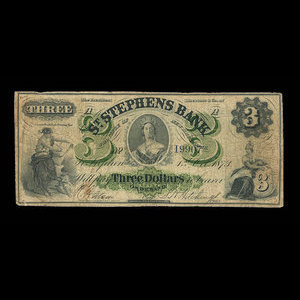 Canada, St. Stephen's Bank, 3 dollars : 1 octobre 1873