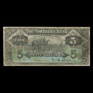 Canada, Northern Bank, 5 dollars : 1 novembre 1905