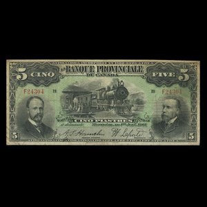 Canada, Banque Provinciale du Canada, 5 dollars : 1 juin 1907