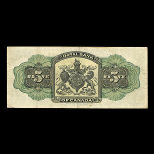 Canada, Banque Royale du Canada, 5 dollars : 2 janvier 1909