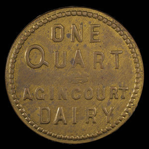 Canada, Agincourt Dairy, 1 pinte de lait : 1895