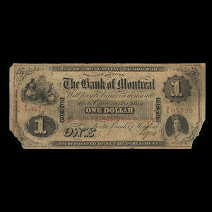 Canada, Banque de Montréal, 1 dollar : 1 août 1856