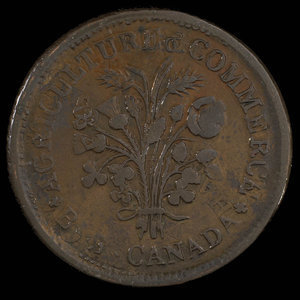 Canada, inconnu, 1 sou : 1842