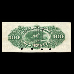 Canada, Eastern Townships Bank, 100 dollars : 1 juillet 1874