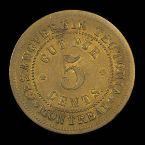 Canada, Gesangverein Teutonia, 5 cents : 1888