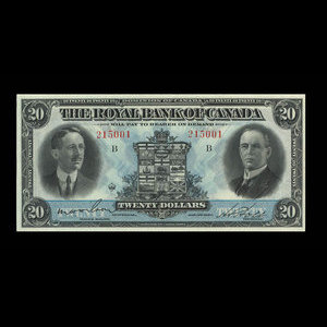 Canada, Banque Royale du Canada, 20 dollars : 3 janvier 1927