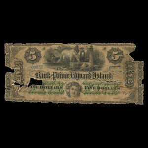 Canada, Bank of Prince Edward Island, 5 dollars : 1 janvier 1872