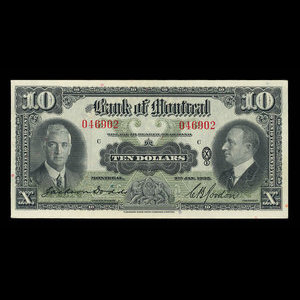 Canada, Banque de Montréal, 10 dollars : 2 janvier 1935