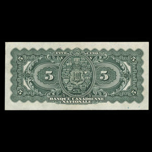 Canada, Banque Canadienne Nationale, 5 dollars : 1 février 1929